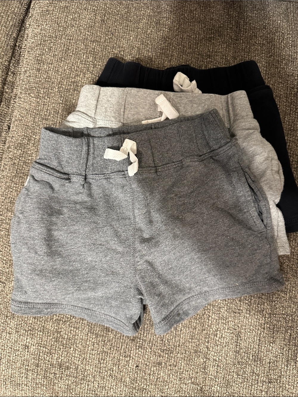 Gerber 3-Pack Knit Pull-On Shorts in Black and Gray Tones